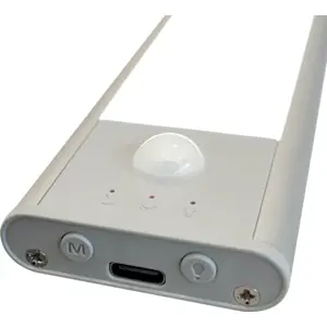 Luminária LED 150lm CCT com sensor PIR crepuscular recarregável 1500mAh (USB-C) - 400x45x12mm
