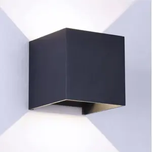 Aplique Cubo de parede LED COB 230V 2x3W 360lm CCT c/ abas orientáveis IP54 - Cinzento