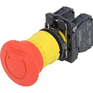 Botão de emergência tipo cogumelo Ø40mm (XB5 Ø22mm) 2 posições estáveis c/ retorno por rotação - 1NC+1NO