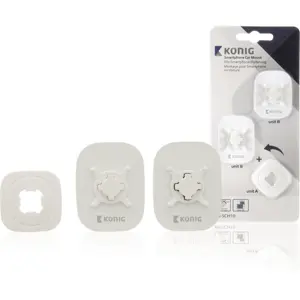 Soporte universal para smartphone con rotación 360º de adhesivo y encaje rápido - blanco
