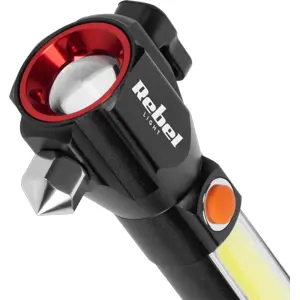 Lanterna multifuncional (c/ martelo+faca) LED XPE+COB 2.9W+1.5W recarregável (micro-USB)