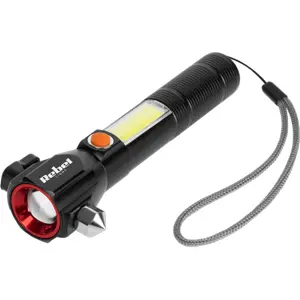 Lanterna multifuncional (c/ martelo+faca) LED XPE+COB 2.9W+1.5W recarregável (micro-USB)
