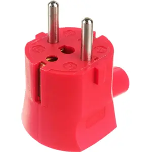 Ficha schuko macho 90º 250VAC 16A - Vermelho