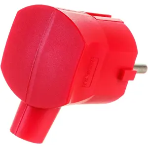 Ficha schuko macho 90º 250VAC 16A - Vermelho