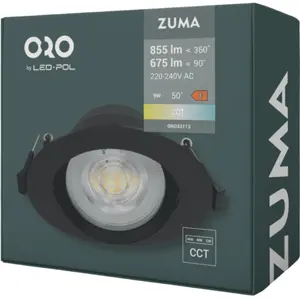 Downlight preto LED orientável redondo 230VAC 9W 675lm 3000/4500/6500K Ø110x42mm