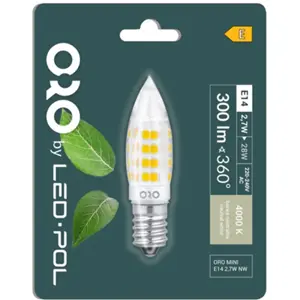 Lámpara LED E14 230V 2.7W 4000K (blanco neutro) 300lm