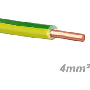Fio elétrico unifilar H07V-U 4mm² - verde/amarelo [rolo 100m]
