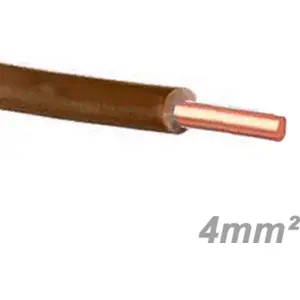 Fio elétrico unifilar H07V-U 4mm² - castanho [rolo 100m]