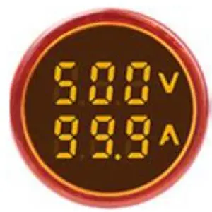 Sinalizador LED amperímetro 0-100A + Voltímetro 50-500V AC - Ø22mm - amarelo