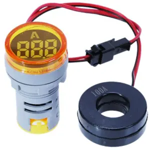 Sinalizador LED amperímetro 0-100A (20-380V~) - Ø22mm - amarelo