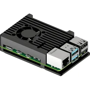 Caixa em alumínio resistente c/ ventoinha para Raspberry Pi 5