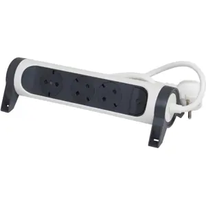 Bloco de 3 tomadas rotativo c/ interruptor - Branco+Preto - cabo (3x1.0mm²) 3.0m