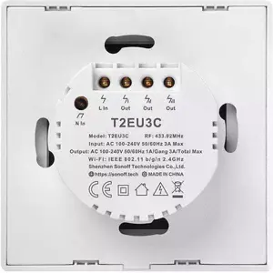 Interruptor (3 Gang) T2 Smart WiFi+RF touch em vidro de encastrar - Branco Neve