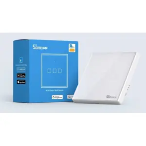 Interruptor (3 Gang) T2 Smart WiFi+RF touch em vidro de encastrar - Branco Neve