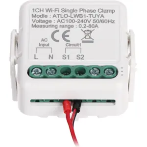 Módulo medidor de consumo WiFi monofásico unidirecional + Núcleo 80A (compatível c/ Tuya)