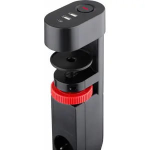 Bloco de tomadas c/ fixação ao tampo 3x Schuko + 2xUSB + 1xUSB-C c/ interruptor - (3x1.5mm²) 1.4M