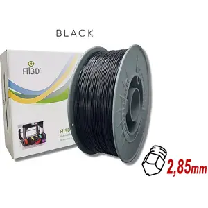 Rolo de filamento de impressão 3D em PLA (4032D) de 2.85mm - Preto - 3Kg