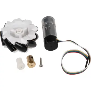 Kit 4 Rodas Mecanum Omnidirecional Ø65x29mm + motor 25GA370 6V 200RPM