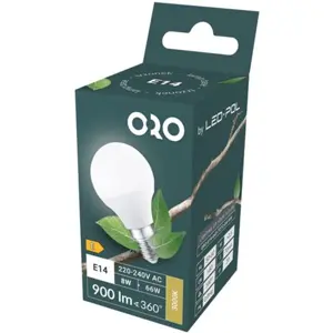 Lâmpada LED E14 G45 230V 8W 3000K (branco quente) 900lm