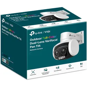 Câmara IP (Ethernet c/ PoE) Pan/Tilt 4MP Lente Dupla Varifocal 3.89mm Full-Color IR 30m - IP65