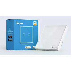 Interruptor (2 Gang) T2 Smart WiFi+RF touch em vidro de encastrar - Branco Neve