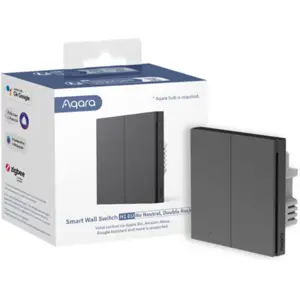 Interruptor duplo (2 Gang) Smart Zigbee de encastrar H1 (sem Neutro) - Cinzento