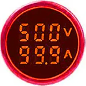 Sinalizador LED amperímetro 0-100A + Voltímetro 50-500V AC - Ø22mm - vermelho