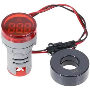 Sinalizador LED amperímetro 0-100A (20-380V~) - Ø22mm - vermelho