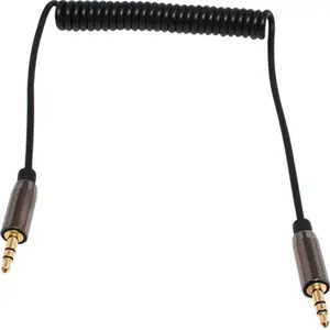Cabo Jack 3.5mm stereo macho-macho em espiral - Preto - 1m
