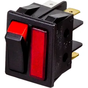 Interruptor basculante 2 posições estáveis ON-OFF + Sinalizador vermelho 250VAC 15A (4 pinos)