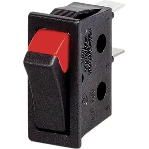 Interruptor basculante 2 posições estáveis - ON-OFF - 250VAC 16A - Tecla preta/vermelha