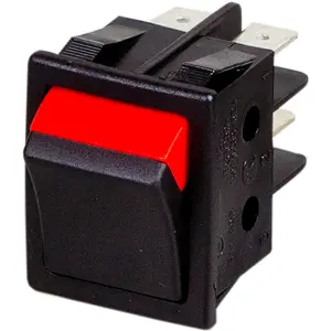 Interruptor basculante 2 posições estáveis - ON-OFF - 250VAC 15A (4 pinos) - tecla preto/vermelho