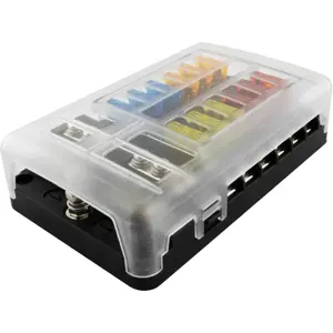 Caixa porta fusíveis para 12x fusíveis 19mm auto c/ LED + barramento negativo
