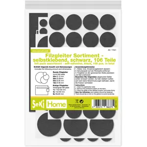 Conjunto de feltros protetores adesivos (106pcs) - preto