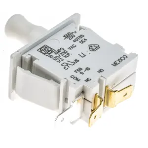 Botão interruptor de pressão monoestável tipo frigorífico SPDT ON-(ON) 250VAC - branco