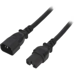 Cabo de alimentação IEC C14 (3 pinos) macho - IEC C15 (3 pinos) fêmea - 5.0m