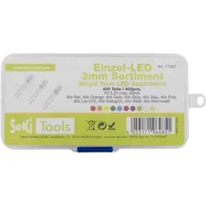 Surtido de 400 LEDs 3mm transparente (varios colores)