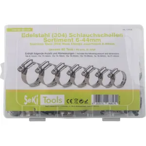 Conjunto de 60 abraçadeiras metálicas de parafuso para mangueira Ø6-44mm