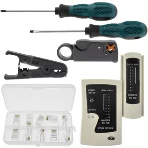 Kit profissional de rede c/ alicate de cravar c/ fichas + acessórios
