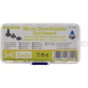 Sortido de 180 botões miniatura para PCB (10 tipos)
