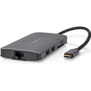 Adaptador/conversor multiport USB-C macho -> 1xHDMI + 3xUSB-A + 1xUSB-C + RJ45 + SD/Micro-SD
