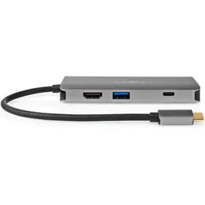 Adaptador/conversor multiport USB-C macho -> 1xHDMI + 3xUSB-A + 1xUSB-C + RJ45 + SD/Micro-SD