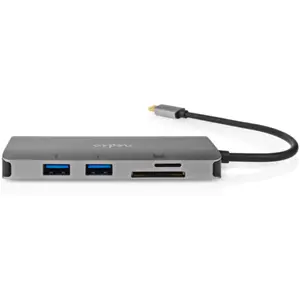 Adaptador/conversor multiport USB-C macho -> 1xHDMI + 3xUSB-A + 1xUSB-C + RJ45 + SD/Micro-SD