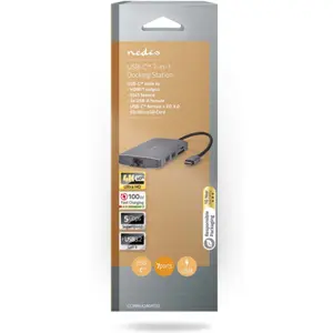 Adaptador/conversor multiport USB-C macho -> 1xHDMI + 3xUSB-A + 1xUSB-C + RJ45 + SD/Micro-SD