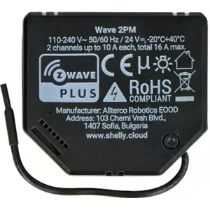 Módulo interruptor para domótica Z-Wave con medición de energía 2 canales 10A