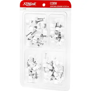 Sortido de 80 abraçadeiras com Prego p/ cabo redondo Ø6/7/8/9mm - Branco