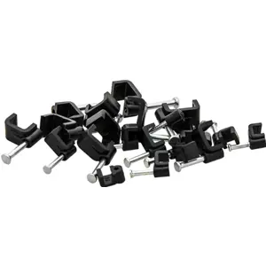 Abraçadeiras com Prego p/ cabo paralelo 2x2.5mm² (10x5mm) - Preto - Embalagem 100pcs.