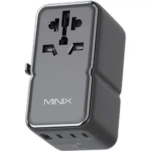 Adaptador de viagem Universal (s/ terra) c/ 1x USB-A + 3x USB-C (140W)