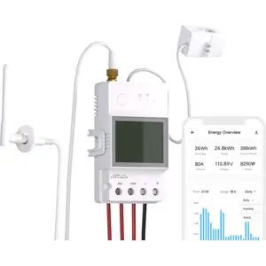 Medidor de energia inteligente p/ calha DIN c/ saída para contactor e antena Wi-Fi