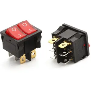 Interruptor basculante mini doble de 2 posiciones estables - ON-OFF - 250VAC 16A (4 pines) - luminoso rojo